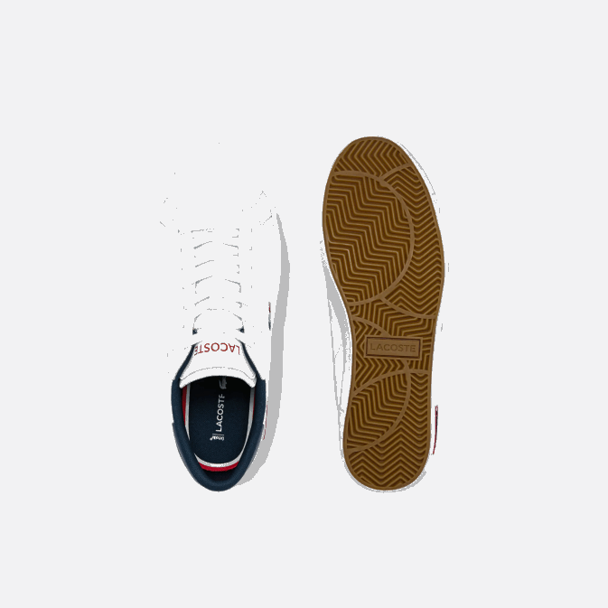 blanc/marine  rouge 407 V6HV1858 Hommes Lacoste baskets tricolores en cuir powercourt