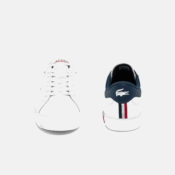blanc/marine  rouge 407 V6HV1858 Hommes Lacoste baskets tricolores en cuir powercourt