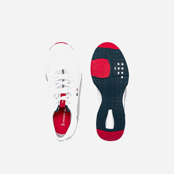 blanc/marine  rouge 407 V6HV1861 Hommes Lacoste baskets en textile texturé court drive