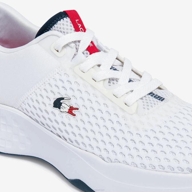 blanc/marine  rouge 407 V6HV1861 Hommes Lacoste baskets en textile texturé court drive