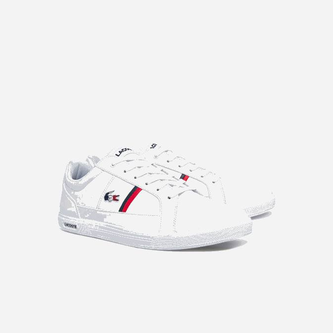 blanc/marine  rouge 407 V6HV1876 Hommes Lacoste baskets en cuir et synthétique europa tricolore