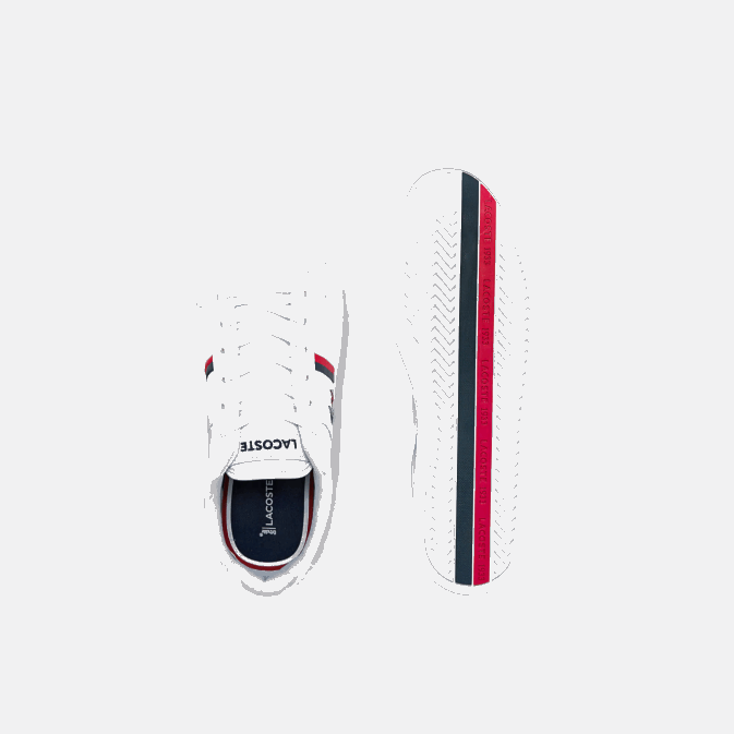 blanc/marine  rouge 407 V6HV1876 Hommes Lacoste baskets en cuir et synthétique europa tricolore