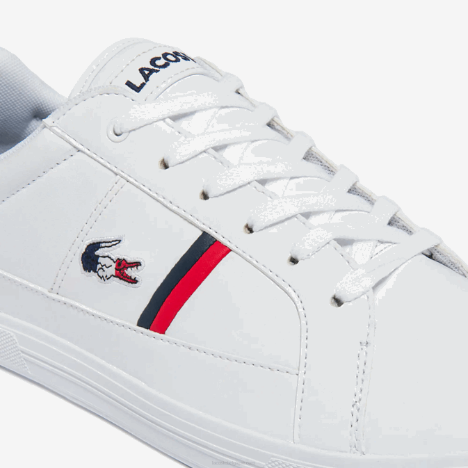 blanc/marine  rouge 407 V6HV1876 Hommes Lacoste baskets en cuir et synthétique europa tricolore