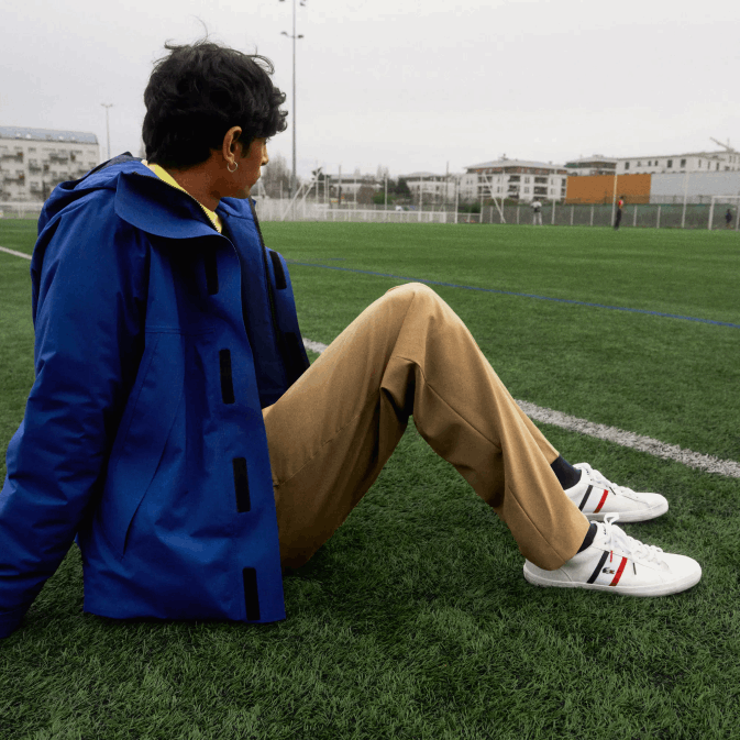 blanc/marine  rouge 407 V6HV1914 Hommes Lacoste baskets tricolores en cuir et synthétique lerond