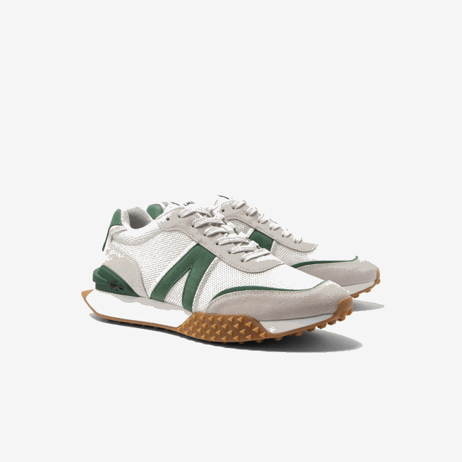 blanc/vert 082 V6HV1738 Hommes Lacoste baskets l-spin en cuir de luxe