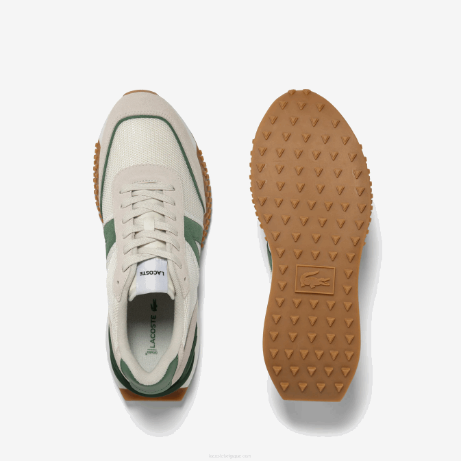 blanc/vert 082 V6HV1738 Hommes Lacoste baskets l-spin en cuir de luxe