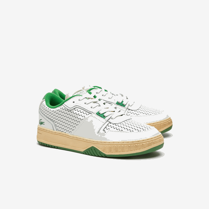 blanc/vert 082 V6HV1745 Hommes Lacoste baskets pop à talon en cuir l001