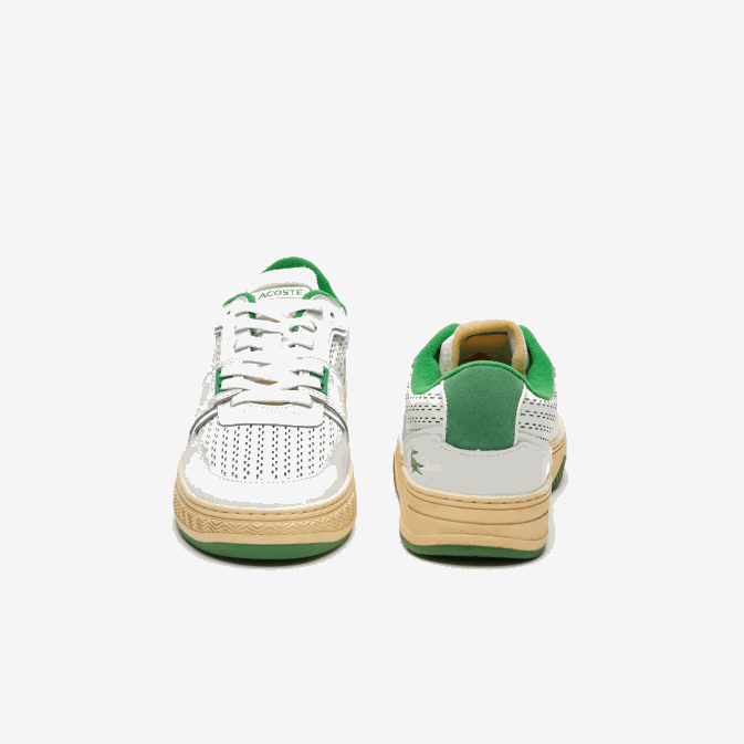 blanc/vert 082 V6HV1745 Hommes Lacoste baskets pop à talon en cuir l001