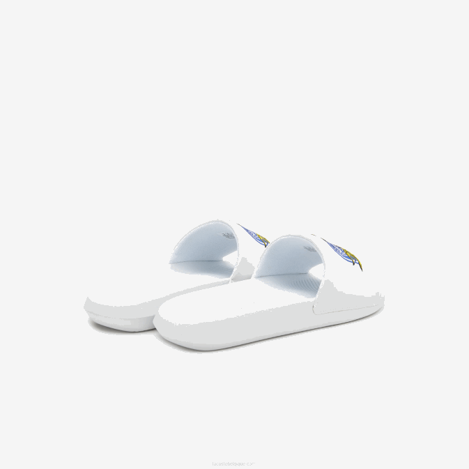 blanc/vert 082 V6HV1768 Hommes Lacoste claquettes synthétiques croco