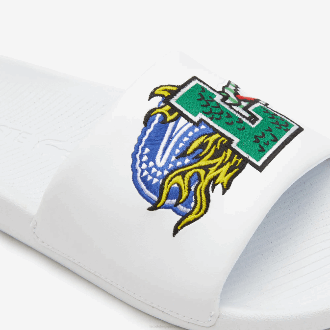 blanc/vert 082 V6HV1768 Hommes Lacoste claquettes synthétiques croco