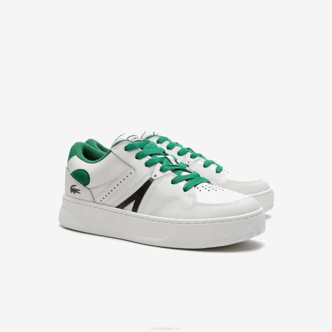 blanc/vert 082 V6HV1818 Hommes Lacoste baskets l005 en cuir