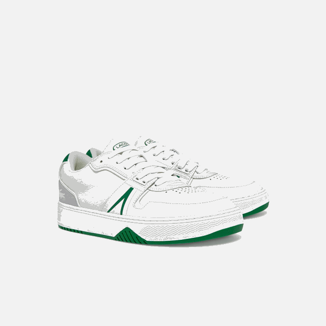 blanc/vert 082 V6HV1840 Hommes Lacoste baskets en cuir l001