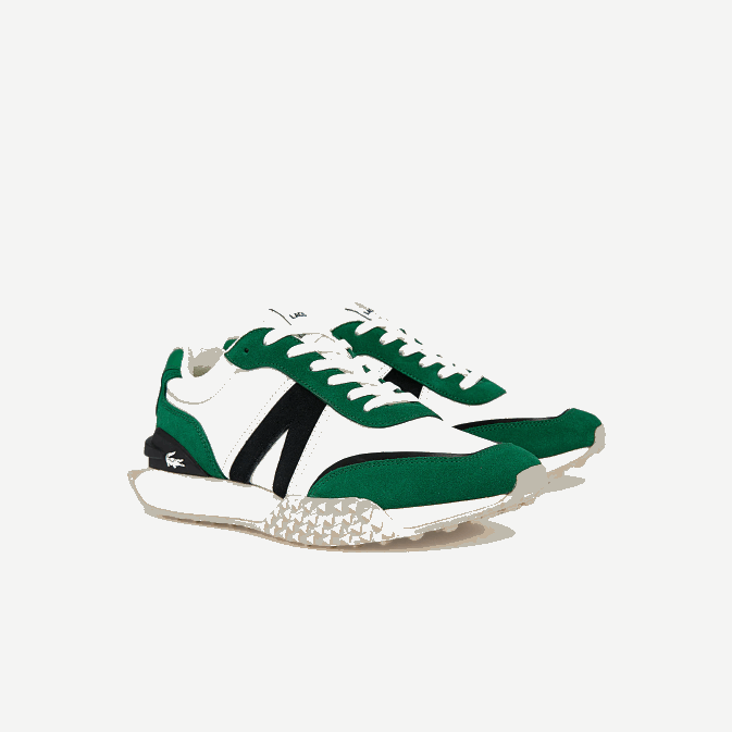 blanc/vert 082 V6HV1870 Hommes Lacoste baskets l-spin deluxe avec accents textiles