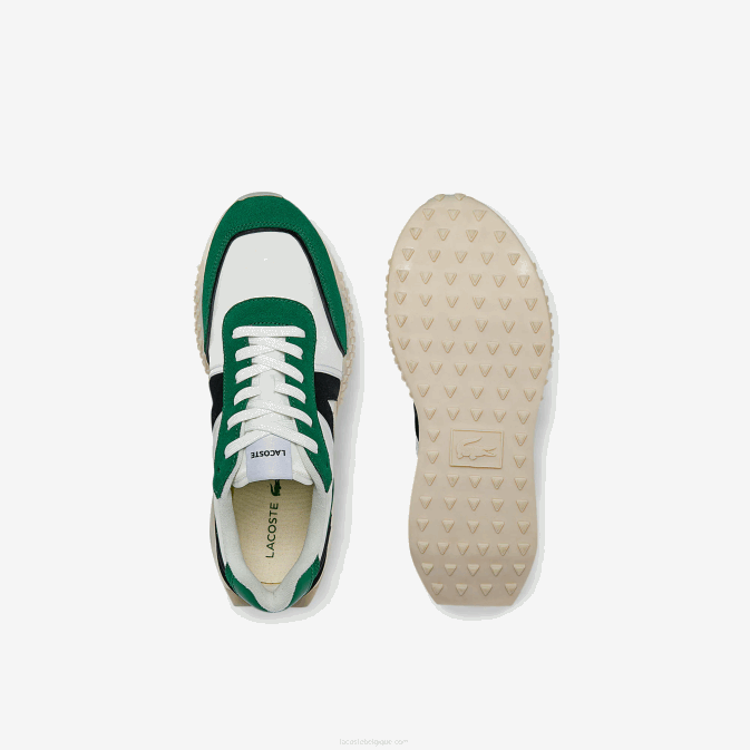 blanc/vert 082 V6HV1870 Hommes Lacoste baskets l-spin deluxe avec accents textiles