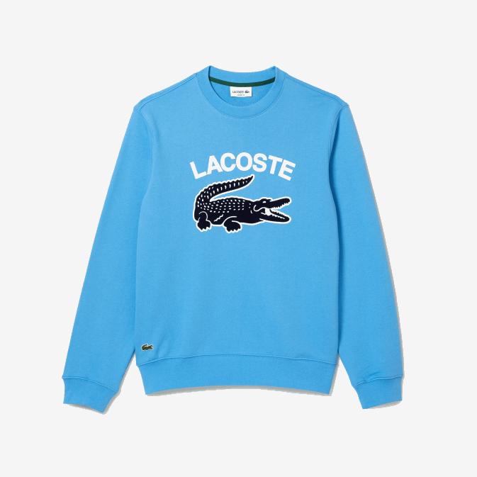 bleu 4xa V6HV1031 Hommes Lacoste sweat à col rond imprimé crocodile