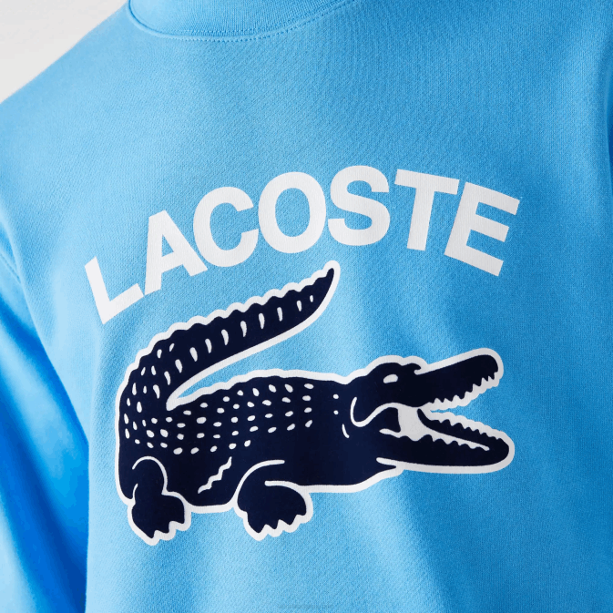 bleu 4xa V6HV1031 Hommes Lacoste sweat à col rond imprimé crocodile