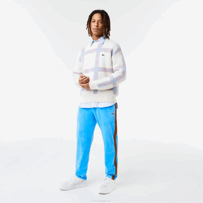 bleu 4xa V6HV1103 Hommes Lacoste pantalon de survêtement à bande contrastante