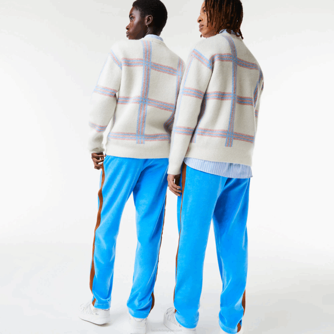 bleu 4xa V6HV1103 Hommes Lacoste pantalon de survêtement à bande contrastante