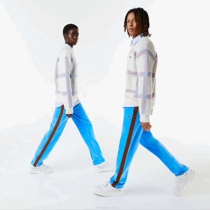 bleu 4xa V6HV1103 Hommes Lacoste pantalon de survêtement à bande contrastante