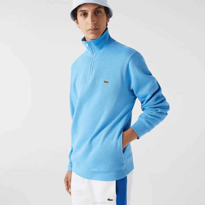 bleu 4xa V6HV1184 Hommes Lacoste sweat col montant zippé en coton