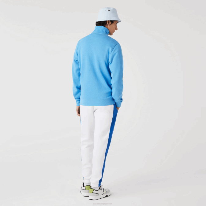 bleu 4xa V6HV1184 Hommes Lacoste sweat col montant zippé en coton