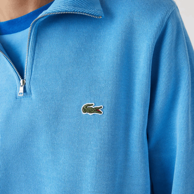 bleu 4xa V6HV1184 Hommes Lacoste sweat col montant zippé en coton