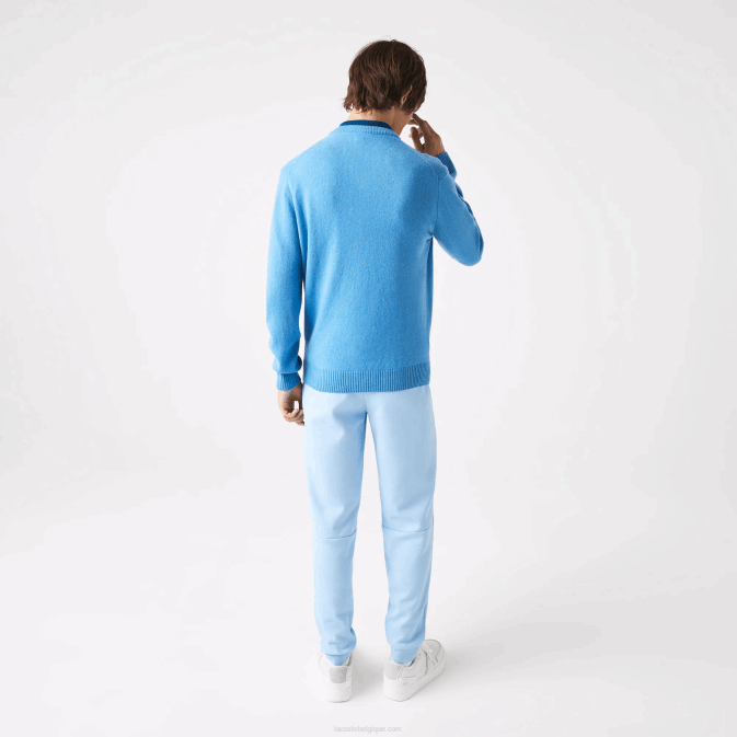bleu 4xa V6HV1553 Hommes Lacoste pull en laine à col v
