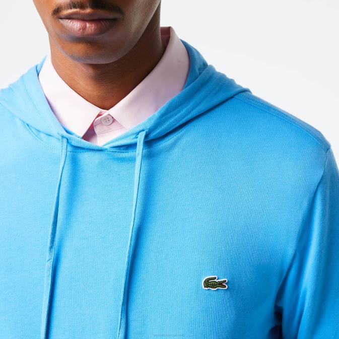 bleu 4xa V6HV623 Hommes Lacoste sweat à capuche en jersey de coton
