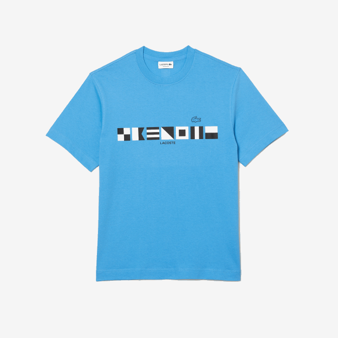bleu 4xa V6HV663 Hommes Lacoste t-shirt imprimé à coupe décontractée