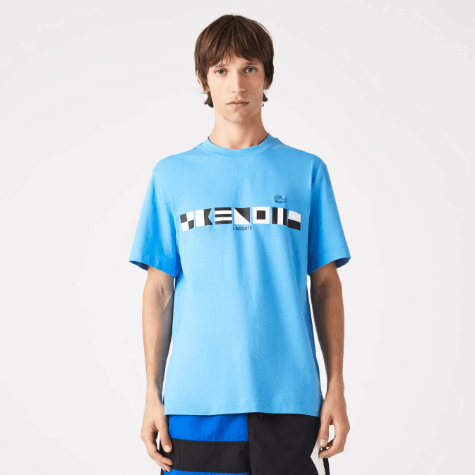 bleu 4xa V6HV663 Hommes Lacoste t-shirt imprimé à coupe décontractée