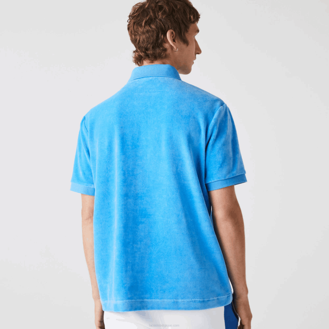 bleu 4xa V6HV738 Hommes Lacoste polo coupe classique en velours de coton