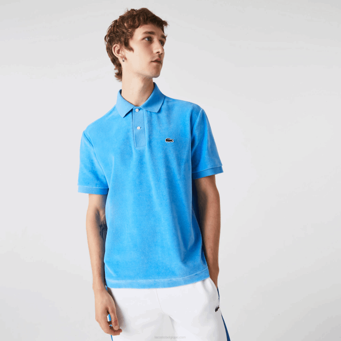 bleu 4xa V6HV738 Hommes Lacoste polo coupe classique en velours de coton
