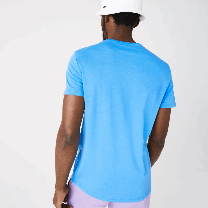 bleu 4xa V6HV767 Hommes Lacoste t-shirt en jersey de coton pima à col rond
