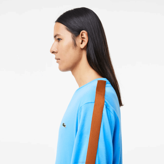 bleu 4xa V6HV817 Hommes Lacoste t-shirt à bande contrastante