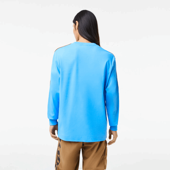 bleu 4xa V6HV817 Hommes Lacoste t-shirt à bande contrastante