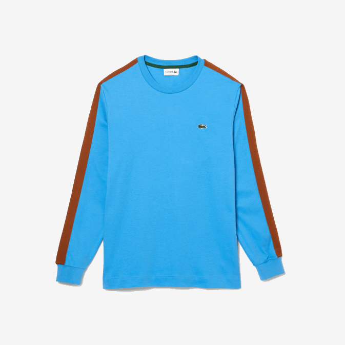 bleu 4xa V6HV817 Hommes Lacoste t-shirt à bande contrastante