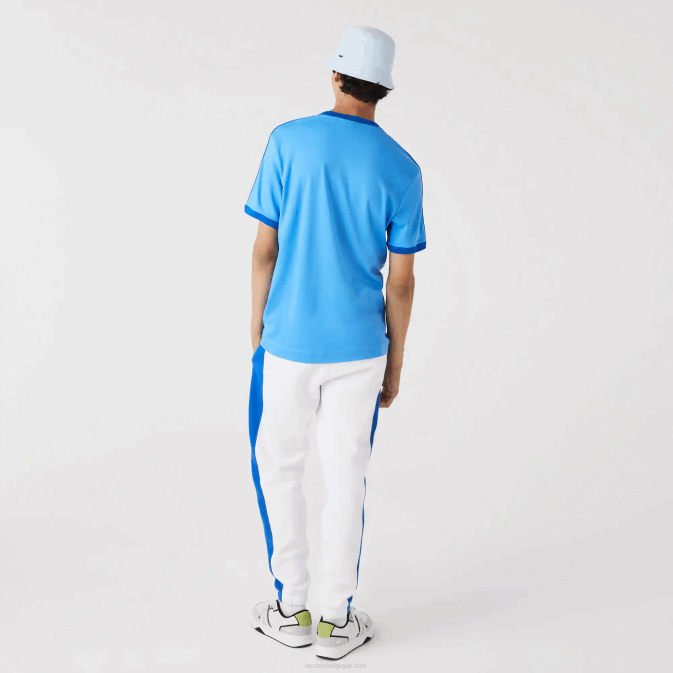 bleu 4xa V6HV856 Hommes Lacoste t-shirt coupe classique à col contrastant
