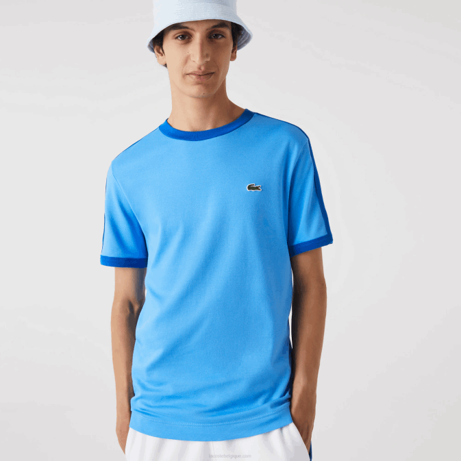 bleu 4xa V6HV856 Hommes Lacoste t-shirt coupe classique à col contrastant