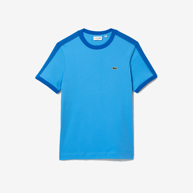 bleu 4xa V6HV856 Hommes Lacoste t-shirt coupe classique à col contrastant