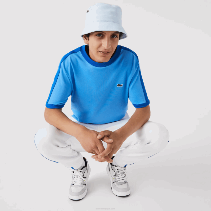 bleu 4xa V6HV856 Hommes Lacoste t-shirt coupe classique à col contrastant