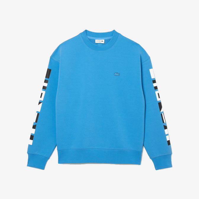 bleu 4xa V6HV984 Hommes Lacoste sweat ample à imprimé réfléchissant