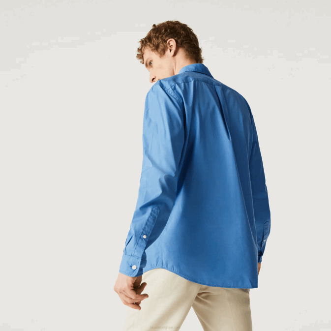 bleu 776 V6HV1652 Hommes Lacoste chemise regular fit en popeline de coton mélangé