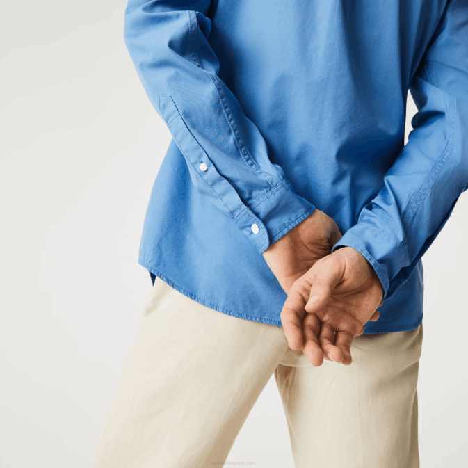 bleu 776 V6HV1652 Hommes Lacoste chemise regular fit en popeline de coton mélangé