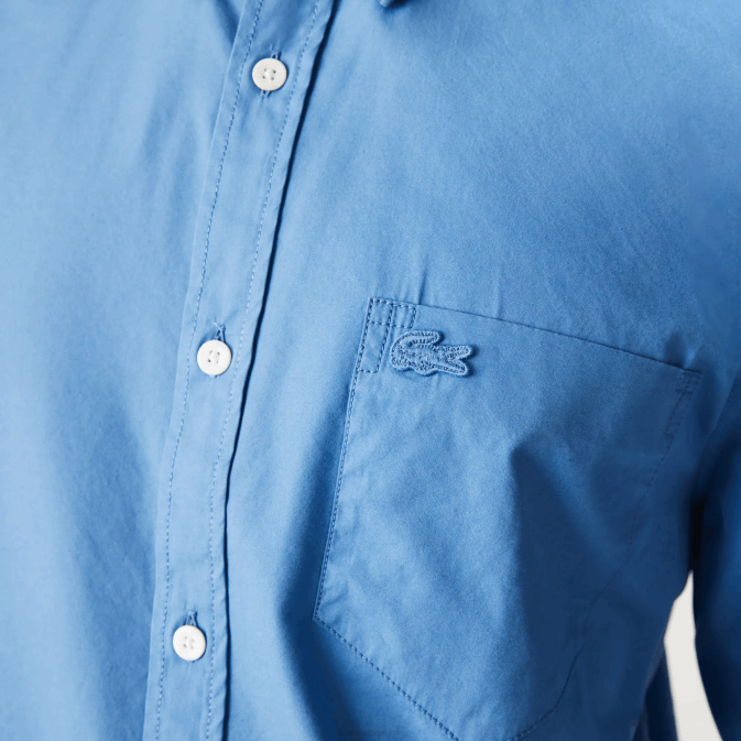 bleu 776 V6HV1652 Hommes Lacoste chemise regular fit en popeline de coton mélangé