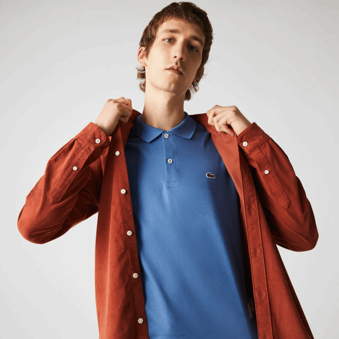 bleu 776 V6HV928 Hommes Lacoste polo coupe classique en coton pima