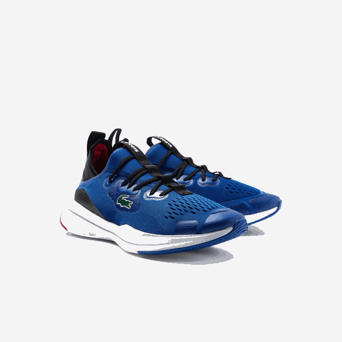 bleu blanc 221 V6HV1882 Hommes Lacoste run spin comfort baskets contrastées en textile
