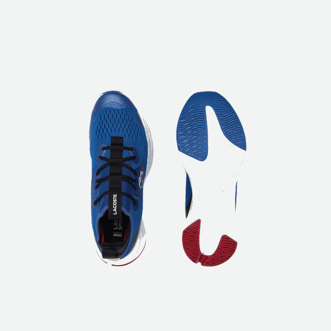 bleu blanc 221 V6HV1882 Hommes Lacoste run spin comfort baskets contrastées en textile