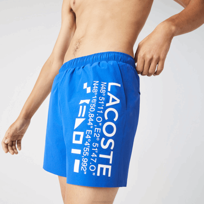 bleu blanc 7lc V6HV1661 Hommes Lacoste short de bain à imprimé marin