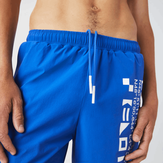 bleu blanc 7lc V6HV1661 Hommes Lacoste short de bain à imprimé marin