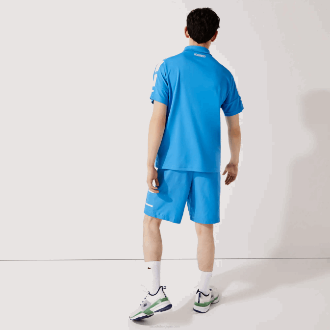 bleu blanc 8px V6HV1595 Hommes Lacoste short sport à bandes latérales imprimées
